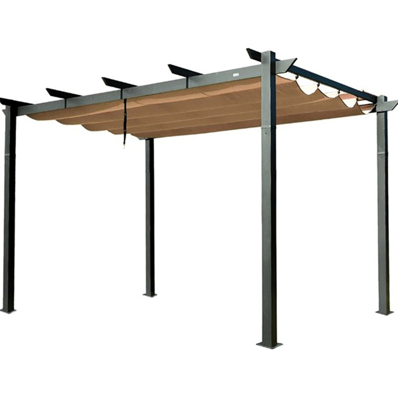 Pergola rétractable avec structure en aluminium - -, auvent pour abri de soleil pour l'extérieur pour jardin, pare-vent, terrasse de patio, 156 po x 120 po, 93,6 po