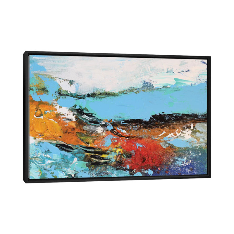 « lakeview », reproduction sur toile, H 18 po x l 26 po x P 1,5 po, Toile encadrée noire, Pas de tapis