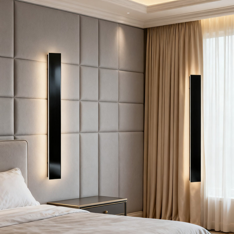 Ensemble de 2 longues appliques murales d'extérieur, éclairage d'extérieur à intensité variable imperméable IP65 avec télécommande, fixation murale moderne pour garage de patio