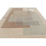 Art Deco Hand Knotted Wool Geometric Area Rug