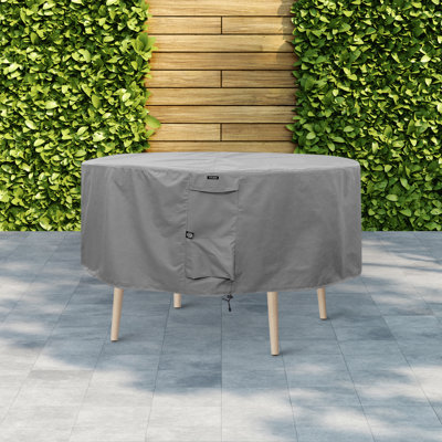 Hyslop Round Table Patio Dining Set Cover – Weatherproof, Water-Resistant, Heavy-Duty with Adjustable Fit & Air Vents by Freeport Park