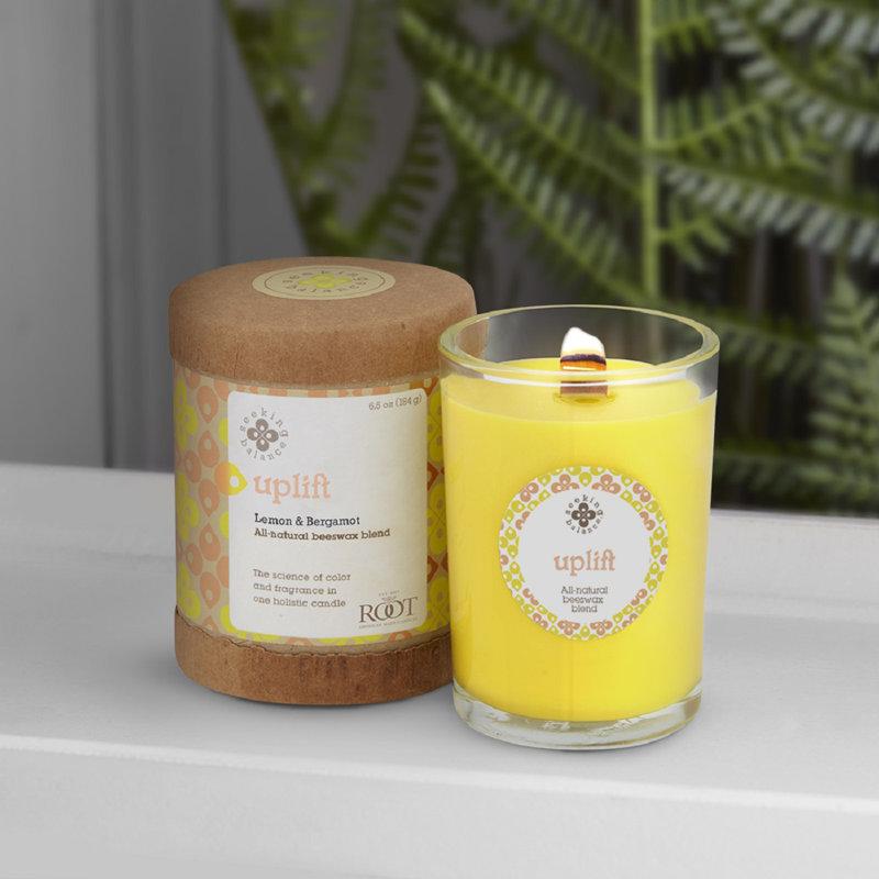 Uplift Lemon & Bergamot Yellow Beeswax Soy Jar Candle
