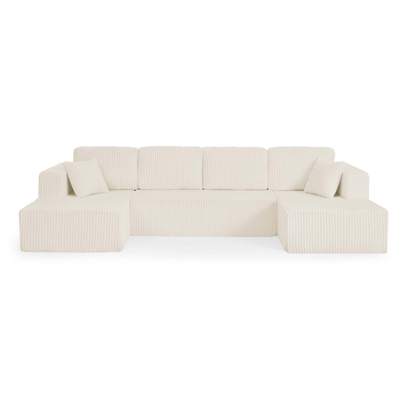 U Shape Modular Sectional Sofa with Space-Efficient Design and Sleeper Function