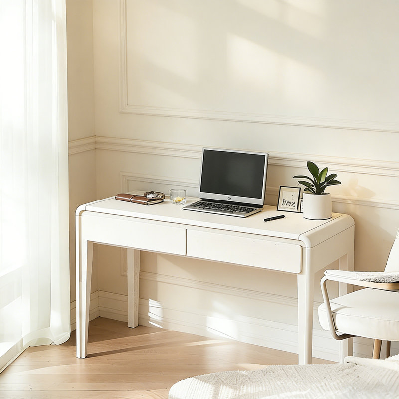 Bureau 31,5 "en chêne blanc de style crème