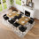 Ensemble de table de salle à manger 9 pièces 9 pièces, plateau de table fixe en fibre de bois bicolore et triamine de grain de bois avec 8 chaises en velours, ensemble de table de cuisine moderne pour 8 personnes, idéal pour les réunions de famille