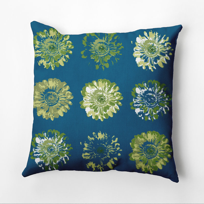 Housse et insert de coussin carré imprimé, H 18 po x l 18 po, Sarcelle / Vert