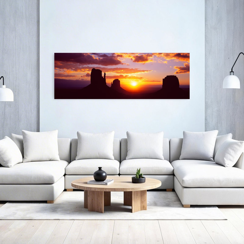 Silhouette de buttes au coucher du soleil, Monument Valley, Utah, États-Unis, art contemporain abstrait, art mural paysage