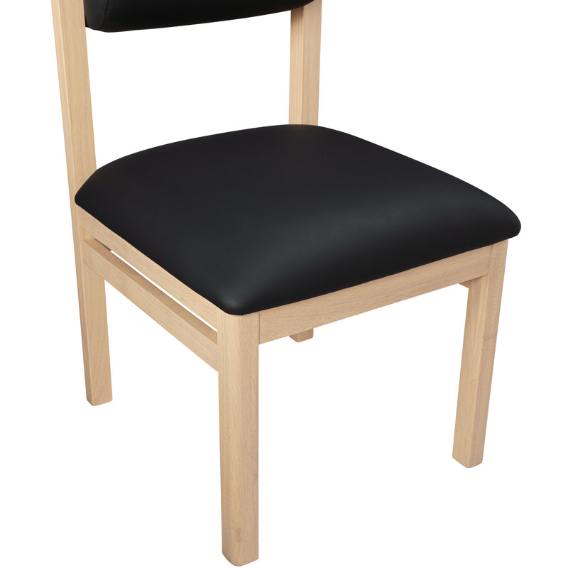 Chaise rembourrée en cuir Frakes Vegan, Teint naturel, Cuir végétalien noir