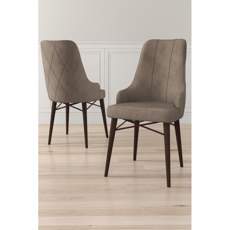 Ensemble de chaises modernes 6 pièces, cappuccino et brun, 18,1 po x 37,4 po x 16,5 po Modern | Cadre 100% métal avec pieds en bois | Tissu Babyface, dossier en mousse à 22 compartiments et siège en mousse à 28 garnitures | Élégant et confortable pour la salle à manger et les espaces de vie