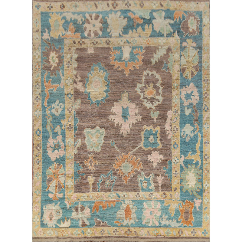 Tapis turc Oushak à teinture végétale brun 8 x 10