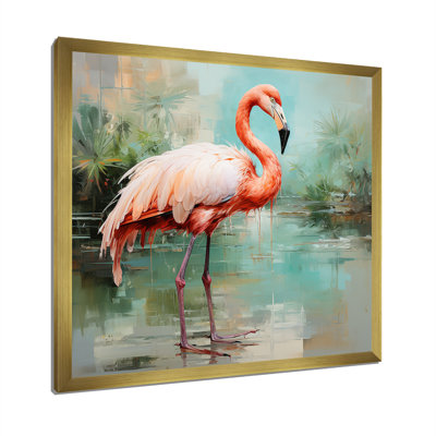 Pink And Green Flamingo Elegance I - Flamingo Animal Wall Art