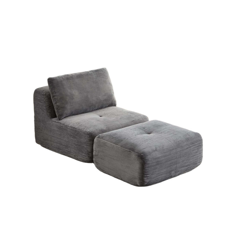 Canapé modulaire en mousse à mémoire de forme moderne modulaire Cloud avec repose-pieds mobile sans assemblage, gris, Gris