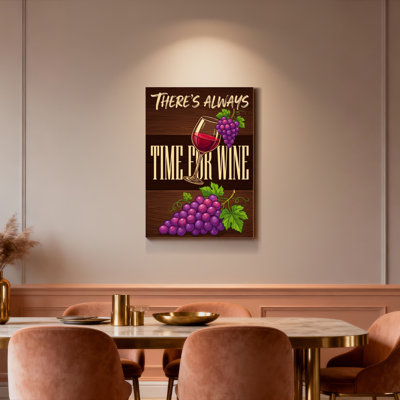 Wine Glass And Grapes Canvas Wrapped Wall Art For Kitchen Living Room Bar Decor