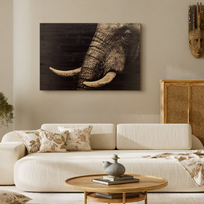 « éléphant », impression sur bois