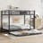 Full Over Full Metal Bunk Bed With Twin Size Trundle, Black-472328529