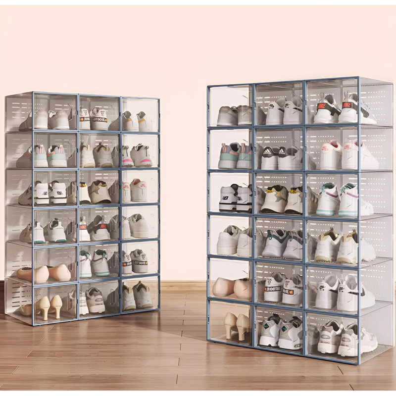 Boîte de rangement transparente, range-chaussures à tiroirs, conception pliable