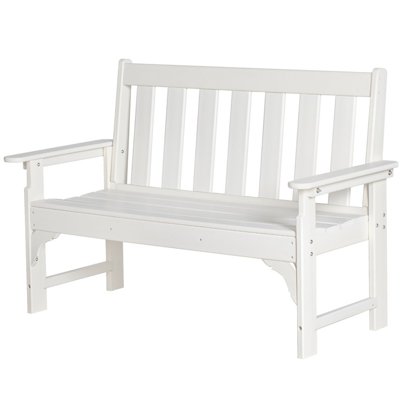 Banc d'extérieur, banc de patio en PEHD, Blanc