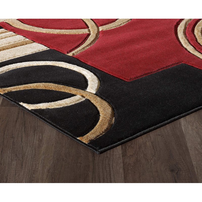 Tapis moderne glacé à la main à texture moelleuse pour l'intérieur GLoryrugs (rouge foncé)