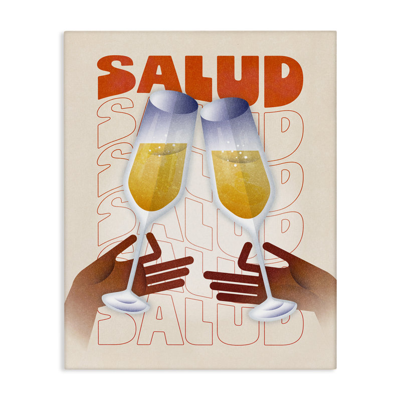 Salud Cheers Champagne Canvas Wall Art by Victoria Barnes, 20" H x 16" W