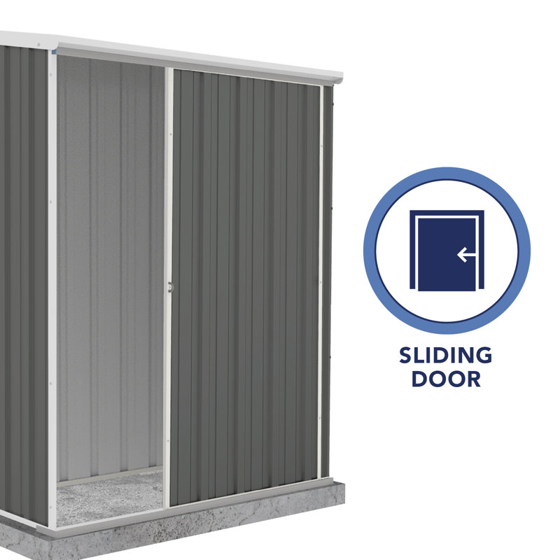 Woodland Gray 5x3 ft Galvanized Steel Sliding Door Storage Shed
