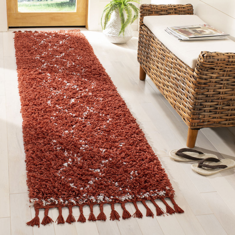 Caughfield Geometric Rust/Creme Area Rug, Runner 2' x 8'