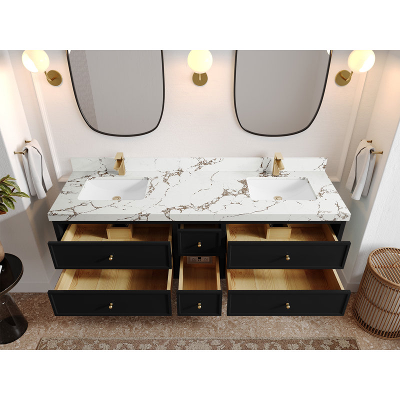 Meuble-lavabo double 72 po Roswell, Brun Viola