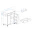 Chariot d'îlot de cuisine blanc avec tiroir, portes, tablettes de rangement, porte-serviettes et assaisonnements réglables