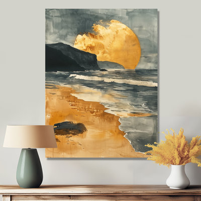 Golden Coastal Beach Sunset - reproduction d'art mural plage