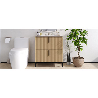 Mobilier de salle de bain cannelé en MDF