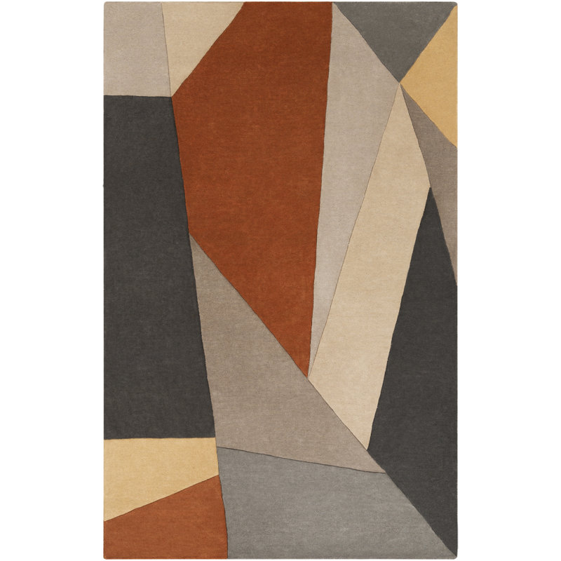Tapis orange en laine touffeté à la main Jahiem, Rectangle 2 pi x 3 pi