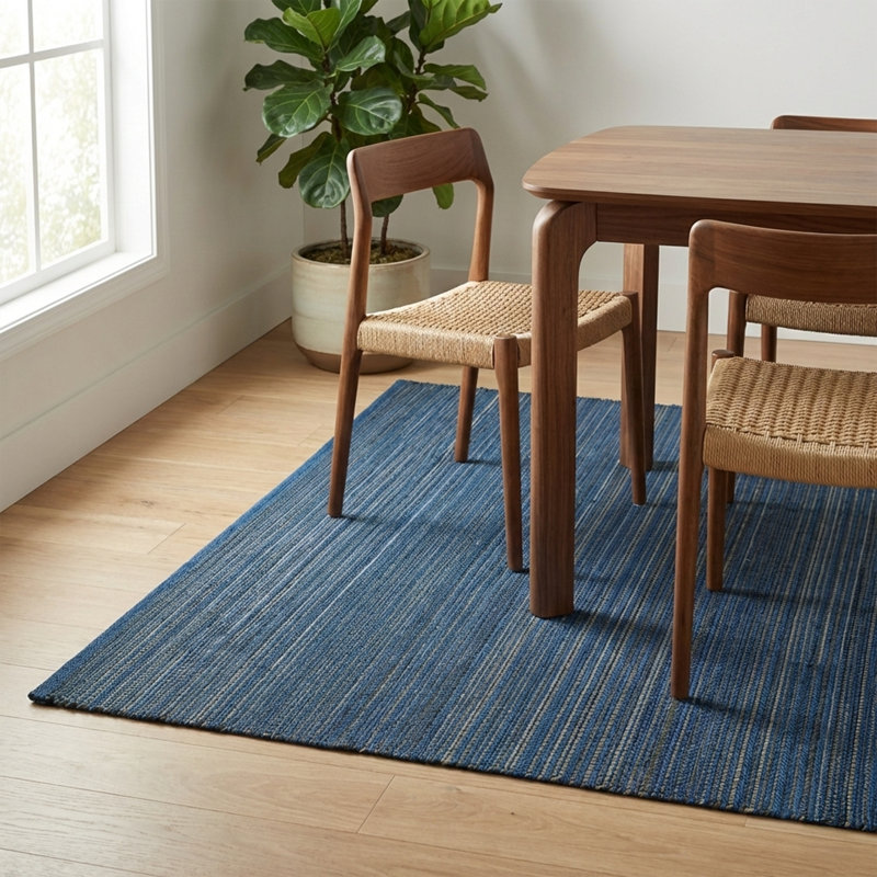 Tapis d’intérieur/extérieur indigo/blanc fait main Bargo, 4 pi x 6 pi