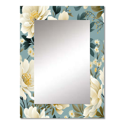 Adannaya Subdued Oasis Boho Pattern - Floral Decorative Wall Mirror, Floral Mirror, Printed Metal Art