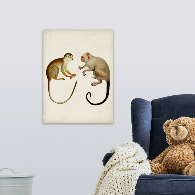 Art sur toile singes pour enfants, H 24 po x l 18 po x P 1,2 po, Toile tendue avec châssis