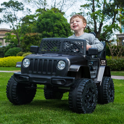 Voiture électrique pour enfant Jeep 12V avec télécommande pour parent, ceinture de sécurité, lumière, lecteur de musique