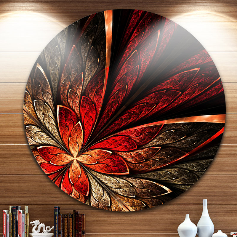 Abstrait fleur fractale, impression sur toile - Fleur fractale, Bois, H 46 po x l 36 po x p 1,5 po