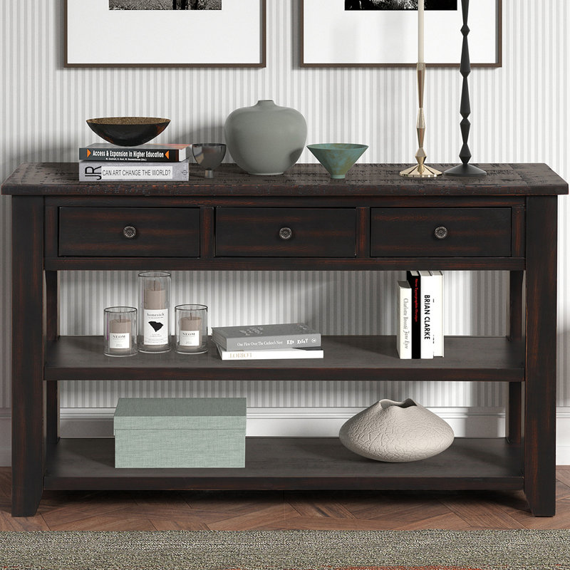 48'' Top Console Table Modern Entryway Sofa Side Table, Black, Black