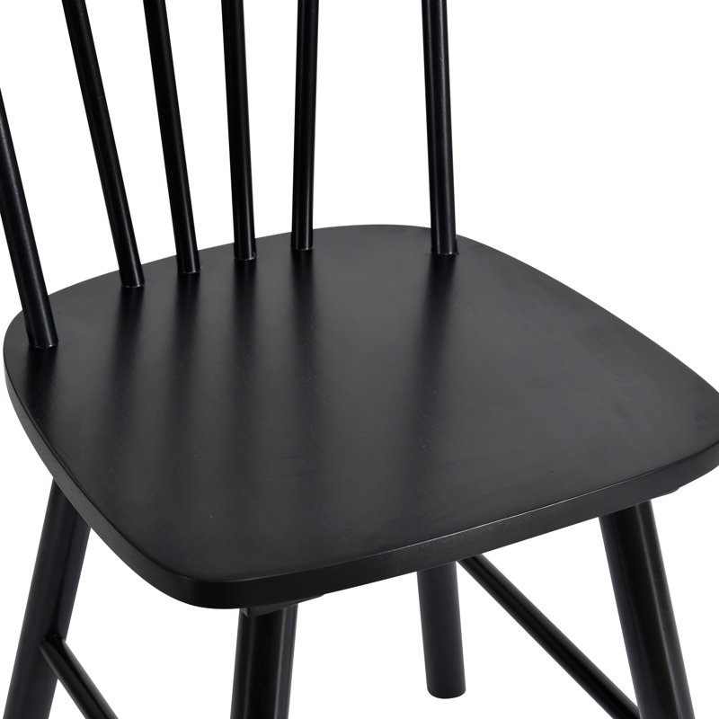 Phaong 17" Wide Mid-Century Modern Windsor Back Wood Modern Dining Chairs, Black