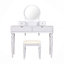 Ensemble de coiffeuse avec miroir rond, hauteur réglable, coiffeuse, 4 tiroirs et tabouret