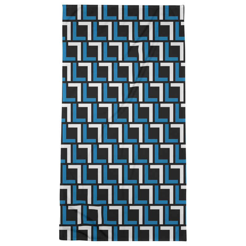 Serviette de bain, Black/Honolulu Blue/White