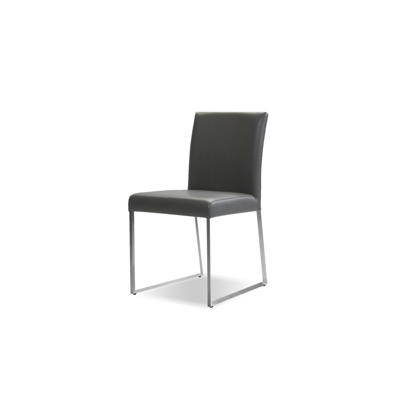 Chaise d'appoint rembourrée en cuir , gris