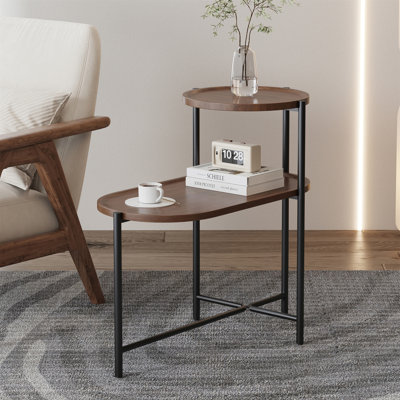 Small Coffee Tables 2-Tier Modern Sofa Side Table With Wood Storage Shelf Living Room End Tables Nightstands by 17 Stories