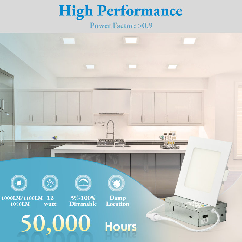 Dimmable Led Recessed Modern Square Ceiling Lighting, 0.8" H x 6.7" W x 6.7" D