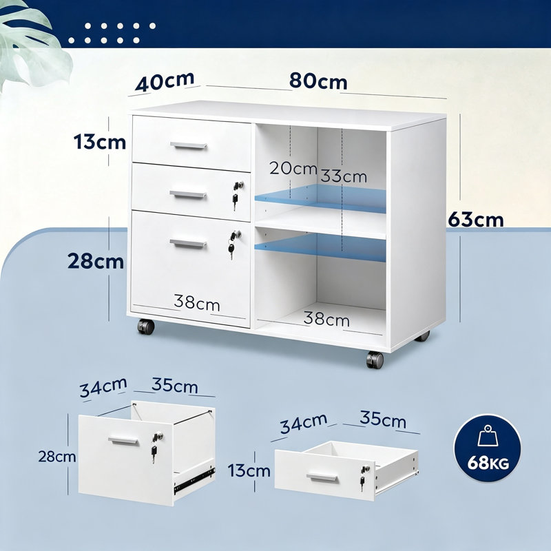 63cm H x 80cm W Printer Stand