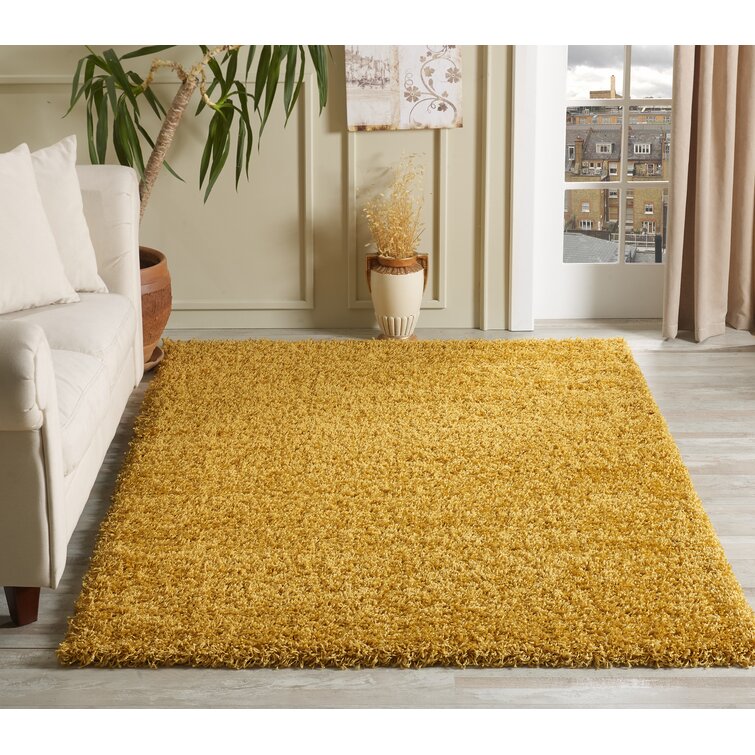 Selin Solid Colour Machine Woven Yellow Area Rug