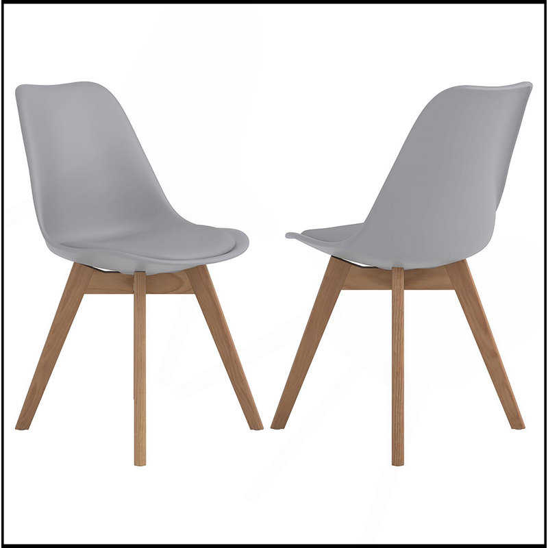 Ensemble de 2 chaises d'appoint en polypropylène, Tissu gris