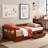 Bechtold Melody Extendable Daybed Frame with Trundle and Storage Drawers, Brazilian Pine Wood King-Size Bed for Kids Bedroom Furniture, 200 Pound Capacity, Multiple Finish Options - CHESTNUT-1126822514