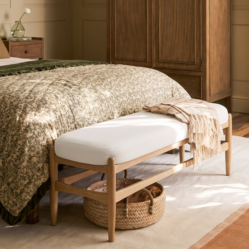 Banc de chambre rembourré Ella, Coussin beige / structure naturelle