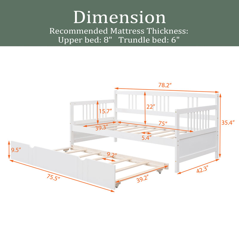 Nessa  Daybed with Trundle Bed, White