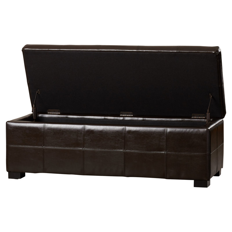 Alescia Faux Leather Upholstered Storage Bench, Flat Cream Faux Leather, 46.9" X 18.3" X 16.7"