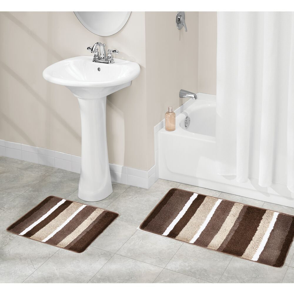 mDesign Striped Microfiber Bathroom Spa Mat Rugs/Runner, Set of 3 & Reviews | Wayfair